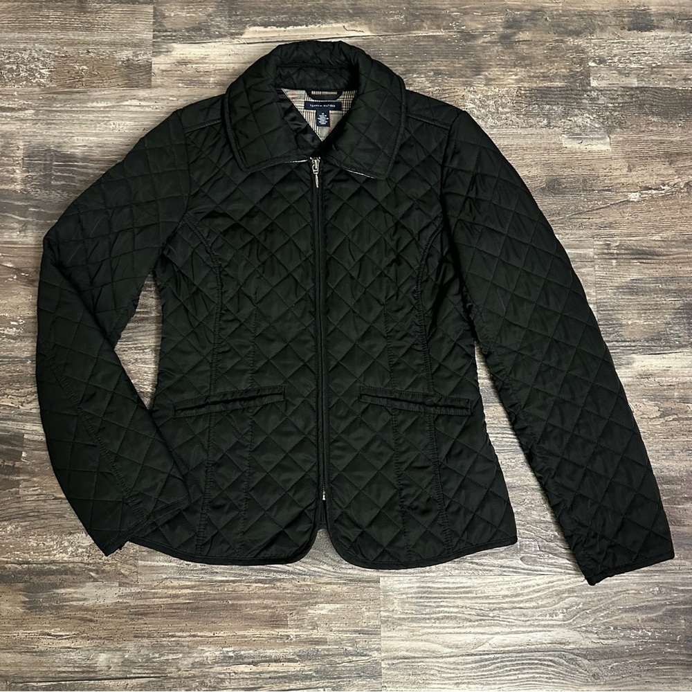 Tommy Hilfiger Women's Black Quilted Puffer Lightweight Jacket Size M